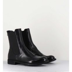 Wholesale Garrice Boots Plates En Cuir Noir, Elastique & Bout Fleuri - Lexikon099 Nero