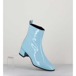 Best Garrice Boots 60S En Cuir Vernis Bleu - Jane Vernice Faeda