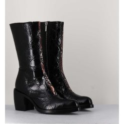 Hot Garrice Bottines Esprit Santiags En Cuir Naplak Noir Impression Croco - 15617 Birmania Nero