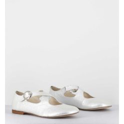 New Garrice Ballerines A Brides Croisees En Cuir Vernis Froisse Blanc - Ziami Magma Ivory