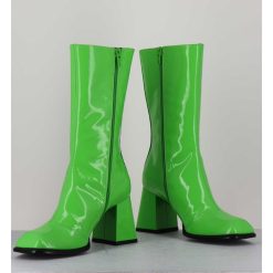 Wholesale Garrice Boots A Talon 70S En Cuir Vernis Vert Pomme - Ya2240 Verde