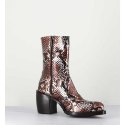 Online Garrice Bottines Esprit Santiags En Cuir Impression Python Brun Metallise - 15616 Luxury