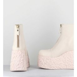 Hot Garrice Boots En Cuir Creme Zip Avant&Arriere - Lava Ice