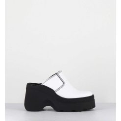 Online Garrice Mules Compensees Cuir Blanc 90S Wedge - Mirabella White Mules