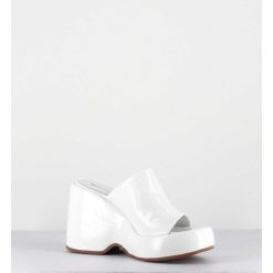 Online Garrice Mules Compensees 90S En Cuir Vernis Blanc - Masa4 Cindy Bianco