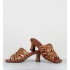 New Garrice Mules Petit Talon Retro En Cuir Tresse Camel - Nayla Woven Peach