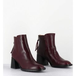 New Garrice Boots Courtes En Cuir Souple Bordeaux - W230427 Seta Rubino