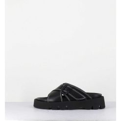 Online Garrice Mules En Cuir Noir Semelle Crantee - Lacey Black Sandals