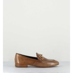 New Garrice Mocassins Plats En Cuir Souple Camel & Mors Dore - N125 Cuoio