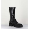 Clearance Garrice Boots A Bout Carre Large En Cuir Noir Lisse - Tora Black Boots