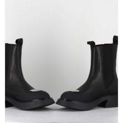 Hot Garrice Boots Chelsea Legeres Cuir Noir & Bout Metal - Bike Savana Nero