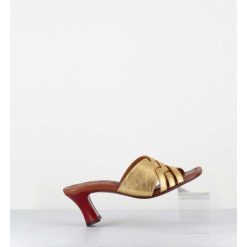 Online Garrice Mules Petit Talon Metallise Bronze & Rouge - Nalma44 Dali Oro