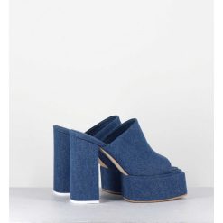 Best Garrice Mules A Plateforme Talon Haut En Jean Bleu - Sue Jeans Blue