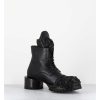 New Garrice Boots A Lacets Talon Cylindrique Et Cuir Noir Froisse - Lava Nappa Nero