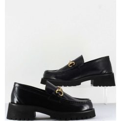 Wholesale Garrice Mocassin En Cuir Noir A Mors Dore & Semelle Micro - 21Jmc30 Nero