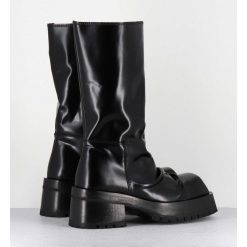 New Garrice Boots Ligne Brutaliste En Cuir Glace Noir - Dima Shiny Nero