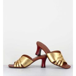 Online Garrice Mules Petit Talon Metallise Bronze & Rouge - Nalma44 Dali Oro