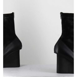 Online Garrice Boots Compensees Cuir Noir & Talon Destructure - 3785 Gas Nero