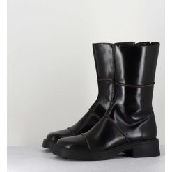 Best Garrice Boots Tige Mi-Haute En Cuir A Bout Carre Large - Dahlia Black Boots