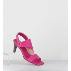 New Garrice Sandales Asymetriques A Talon En Cuir Rose Fuchsia - Cati Shady Glamour