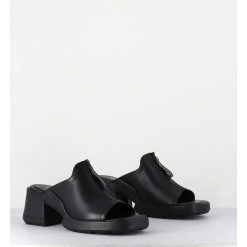 Online Garrice Mules En Cuir Noir & Zip - Bertie Black Sandals