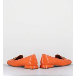 Wholesale Garrice Mocassins 60S En Cuir Vernis Orange - Lake Naplak Arancio