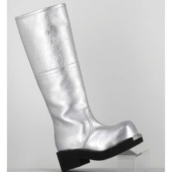 Online Garrice Bottes Biker En Cuir Metallise Argent - S66Ww0075 T9002