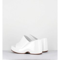 Online Garrice Mules Compensees 90S En Cuir Vernis Blanc - Masa4 Cindy Bianco