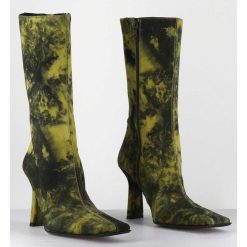 New Garrice Boots Talon Haut & Bout Carre En Cuir Jaune & Noir Acide - Noor Yellow Boots