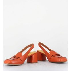 New Garrice Mocassins Slingback A Talon En Cuir Orange 70S - S242234 Remuve Orange