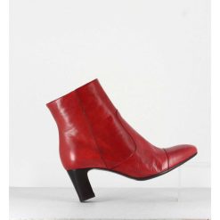 New Garrice Bottines Petit Talons En Cuir Rouge F568 - Garrice Lab