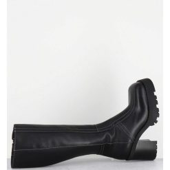 Hot Garrice Bottes A Plateforme En Cuir Noir & Surpiqures Blanches 90S - Dulce Tal Boots