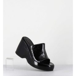 Best Garrice Mules Compensees 90S En Cuir Vernis Noir - Masa2 Cindy Nero