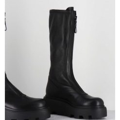 New Garrice Bottes En Cuir Stretch Noir & Zip Central - M6622 Ranch Nero