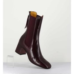 Clearance Garrice Boots A Elastiques En Cuir Souple Bordeaux - P900 Rubino