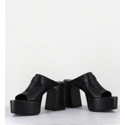 Online Garrice Mules A Plateforme Pointu En Cuir Noir - M6415 Vanity Nero