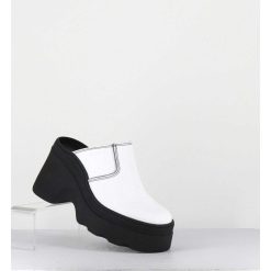 Online Garrice Mules Compensees Cuir Blanc 90S Wedge - Mirabella White Mules