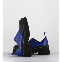 Online Garrice Sabots Chunky Cuir Graine Bleu Electrique - Mercedes Blue Mules