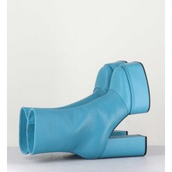 Wholesale Garrice Boots En Cuir Souple Bleu Turquoise - Iara Mok Ash