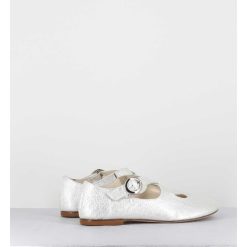 New Garrice Ballerines A Brides Croisees En Cuir Vernis Froisse Blanc - Ziami Magma Ivory