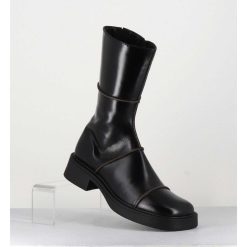 Best Garrice Boots Tige Mi-Haute En Cuir A Bout Carre Large - Dahlia Black Boots