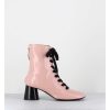 Best Garrice Boots En Cuir Rose Poudre A Lacets Noir Talon Geometrique - Dani14 Glaze Rosa