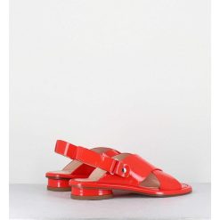 Hot Garrice Sandales Plates En Cuir Rouge - Alison Criss Tangerine