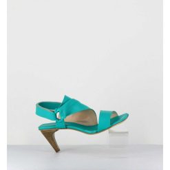 Online Garrice Sandales Asymetriques A Talon En Cuir Turquoise - Cati Shady Smeraldo