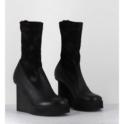 Online Garrice Boots Compensees Cuir Noir & Talon Destructure - 3785 Gas Nero