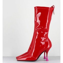 Online Garrice Boots Talon Haut En Vernis Stretch Rouge 90S - Gilda Cris Eros