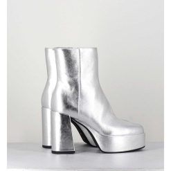 Clearance Garrice Disco Boots A Plateforme Cuir Argent - Care Argento