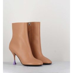 Online Garrice Boots En Cuir Beige A Talon Fin - Lidia 095 Bisquit