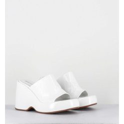 Online Garrice Mules Compensees 90S En Cuir Vernis Blanc - Masa4 Cindy Bianco