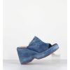 Hot Garrice Mules Compensees 90S En Jean Bleu Lave - Masa3 Jeans Lavato